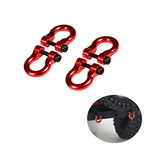 4PCS 1:10 Aluminum Metal D-Ring Tow Shackle Red for 1/10 Traxxas TRX-4 RC Crawler Car