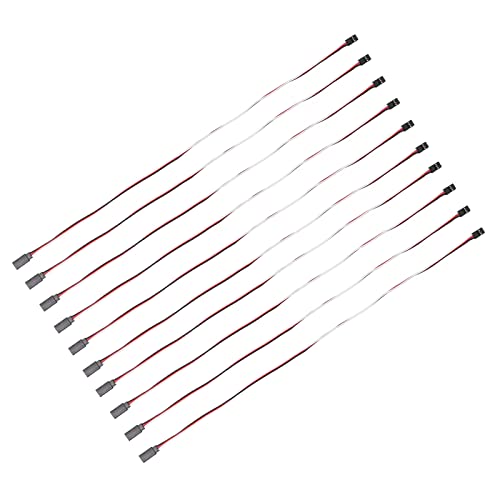 10PCS 3 Pin Servo Extension Cable Futaba JR RC Car Helicopter Aircraft Brass Core Connector Wire (500mm Male to Female) - size: 500mm male to female