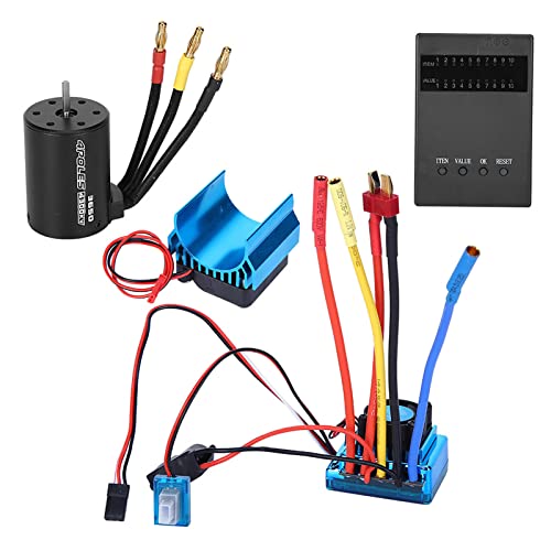 3650 4300KV Brushless Motor 80A Brushless ESC Combo with Aluminum Heat Sink and Programming Card for 1 10 RC Cars High Speed Performance Upgrade Kit - size: 60A