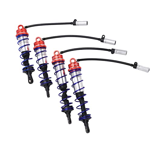 RC Damper, Aluminum Alloy Oil Adjustable with High Elasticity Spring, RC Shock Absorber, 4PCS Set for 1/8 Scale Off-Road RC Crawler Truck Truggy Enthusiasts - color: Red
