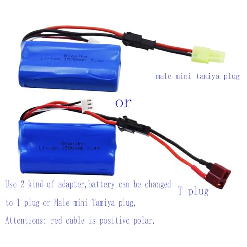 Blomiky 2 Pack H101 7.4V 2S 15C 1500mAh Battery with SM-2P Plug Suitable for H105 H103 H101 Remote Control RC Boat / H101 Battery