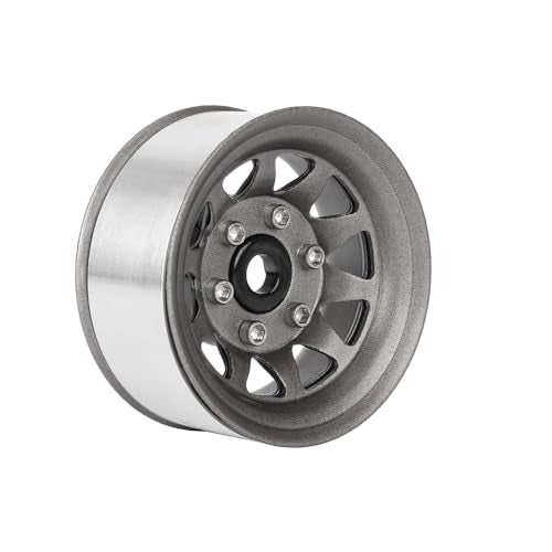 4PCS 1.55 Inch Aluminum Alloy Metal 10Holes Beadlock Wheel Rim Hubs Replacement Accessory for Tamiya AX90069 D90 TF2 CC01 CC02 1/10 RC Crawler Car Upgrade Parts(A-Grey) - color: A-grey