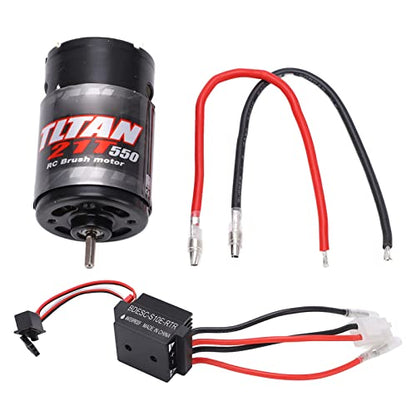 Alomejor 550 Brushed Motor with 320A ESC Set Car Copper Windings Strong Magnet, Bidirectional Bearings for RC Rock Crawler (21T) - size: 21T