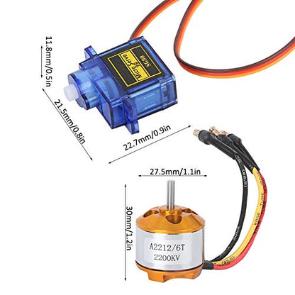 Premium RC A2212 2200KV Brushless Motor, New 30A ESC Electric Speed Controller SG90 9G Micro Servo 6035 Propeller Essential Kit for RC Plane Enthusiasts, RC Plane Kit(A2212)