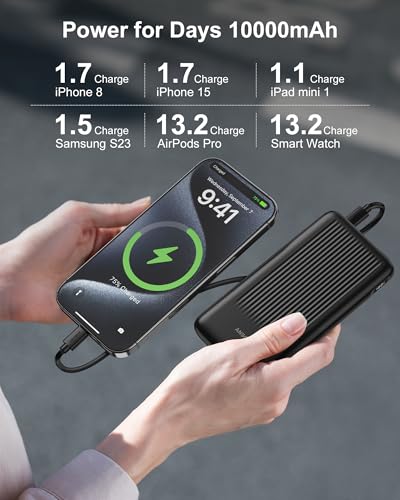 2-Pack Power Bank, 10000mAh 22.5W Fast Charging Portable Charger | Travel Essential, 2 Outputs & 2 Inputs, Slim USB C Digital Display Battery Pack for iPhone Galaxy iPad Tablets, Black & white - color: Black & White