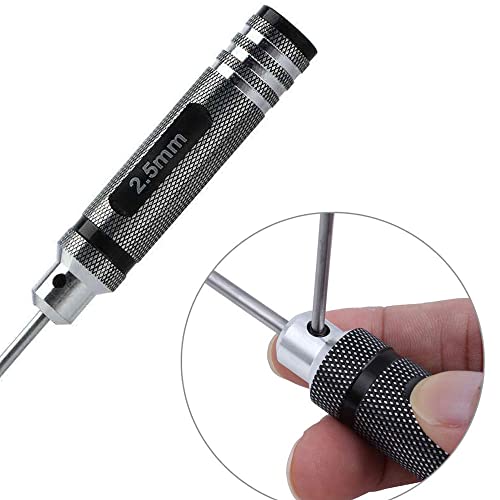Drone Tool Kit -7Pcs RC Hex Driver Set – Steel 0.9mm Allen Wrench 1.27mm 1.3mm 1.5mm 2.0mm 2.5mm 3.0mm Aluminum Handle Steel Hexagon Screwdriver for traxxas RC Car Truck FPV Helicopter - size: 7pcs Silver