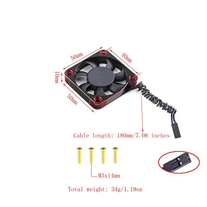 Lifehead 28000RPM Motor and ESC Cooling Fan Cooler RC Aluminum Cooling Fan for RC car 1/8 1/10 1/12 Scale 540 550 and Other Brushed/brushless Motors (red + Gold) 50 * 50mm - color: Red (50*50*10mm)