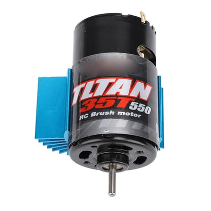 Keenso RC Car Motor, 550 Brushed Motor with Aluminum Copper Build and Blue Heat Sink, 1 8in Shaft Replacement for 1 10 RC Crawler for Axial SCX10 HPI JL 90046 (35T) - size: 35T