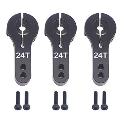 5Pack Share Goo Aluminum 24T Servo Horn M3 Threads Motors Steering Arm Compatible with Hitec Servo Motor RC Car Truck Buggy Airplane (Black) - color: Black