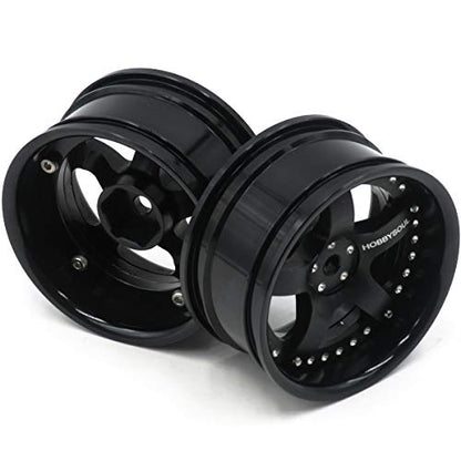 2pcs RC 1/10 Aluminum Alloy Wheel Rims Hex 12mm Adjustable Offset Black Color Fit 1:10 RC On Road Drift Touring Car Tires - color: Black
