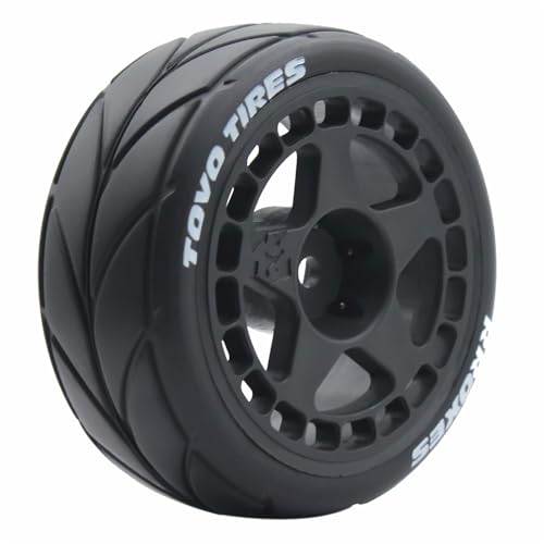 65mm 4PCS 1/10 RC On-Road tires and Hard Plastic wheels set Hex 12mm For WRC Drift Car Conversion 1/10 RC On-Road Car Traxxas Tamiya FW06 TT02 HPI HSP 94122 Kyosho W37 (Black) - color: Black