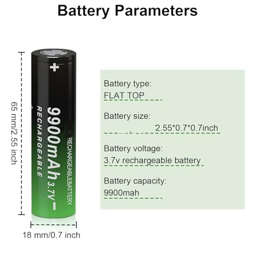 8 Pack Rechargeable Battery Ni-MH, 9900 mAh Upgrade Capacity Ni-MH Batteries for LED Flashlights, Mini Fans, Toys, Remote Control, Electronic Devices, RC Car and More (Flat-Top)