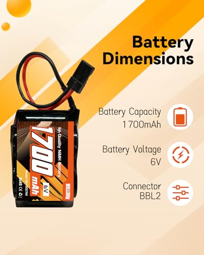 Hilldow 6V 1700mAh NiMH Receiver RX Battery High Capacity Rechargeable Battery Pack with BBL2/Hitec Plug for RC Airplanes Aircrafts - color: Side by side trapezoid