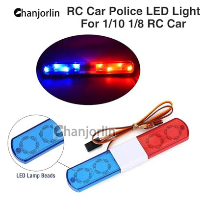 1/10 RC Car Simulation Police Lights Multi-Function Flash LED Lamp Nine Flashing Light Modes for 1/8 Crawler Off Road Rally Truck Cars HSP Traxxas Tamiya RC4WD Axial Arrma (Blue&Red 115mm) - color: Blue&Red 115mm