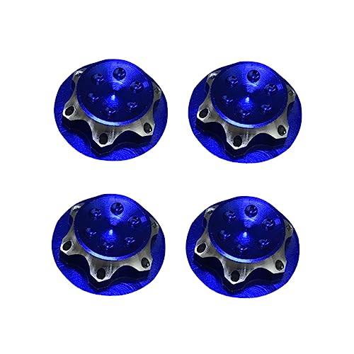 4Pcs 17mm Aluminium Alloy Wheel Hub Cover Non Nut for 1/8 RC Car Truck CNC Machined Crawler Wheel Hub Nut Blue