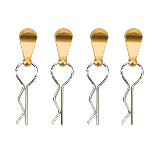4Pcs RC Car Body Clips with Pull Tabs, Stainless Steel Universal Car Clips for 1 8 1 10 Remote Control Car Upgrade Parts (Gold) - color: Gold