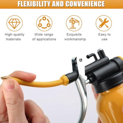 Metal Oil Can, Lubrication Oil Gun with Straight & Flexible Spout, 250ml Multipurpose Hand Pistol Pump Oiler, Universal for Lubrication Need of Cars, Bikes, Machines (Plastic) - size: Plastic