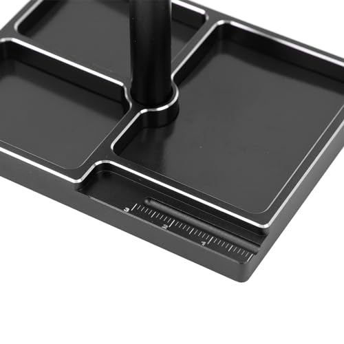 RC Car Working Stand with Magnetic Screw Trays for 1/18 1/24 RC Cars Aluminum Repair Workstation Kit (Black) - color: Black