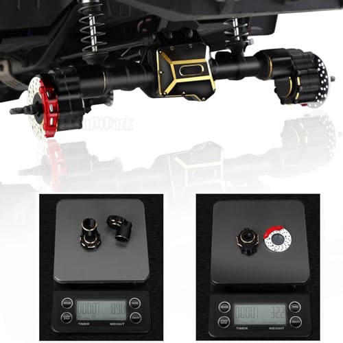 RC Upgrades Part for 1/10 TRX4,ARRCat Brass Front & Rear Portal Axles,Diff Covers,Axle Mount,Caster Blocks C Hub Carrier,Inner & Outer Portal Cover Housing,Hex Hub w/Red Diff Covers,Black - color: Black (1 Set)