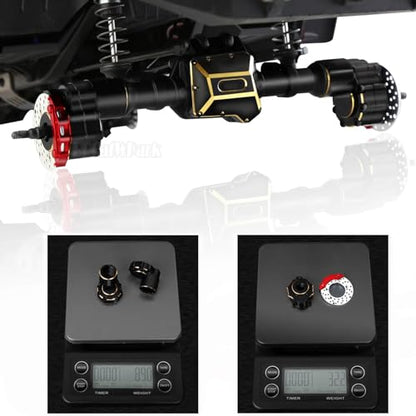 RC Upgrades Part for 1/10 TRX4,ARRCat Brass Front & Rear Portal Axles,Diff Covers,Axle Mount,Caster Blocks C Hub Carrier,Inner & Outer Portal Cover Housing,Hex Hub w/Red Diff Covers,Black - color: Black (1 Set)