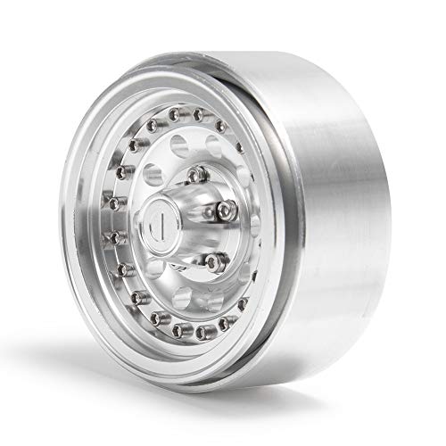 QUE-T 1.9" Pack of 4 Alloy Metal Beadlock Wheel Rims for 1/10 RC Crawler SCX10 90046 D90 Trx4 (Bright Silver) - color: Bright Silver