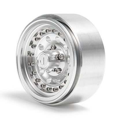 QUE-T 1.9" Pack of 4 Alloy Metal Beadlock Wheel Rims for 1/10 RC Crawler SCX10 90046 D90 Trx4 (Bright Silver) - color: Bright Silver