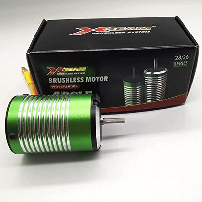 XTEAM 3650 2700KV Brushless Motor 1300W 60A 21V 4-Pole Design, Suitable for 1/8 1/10 1/12 RC Electric Racing Car, Buggy, RC Boat - size: 3650-2700KV