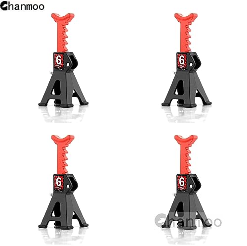 1/24 1/18 RC Toy Jack Stands, Black, 4 PCS | 6 Ton Metal Adjustable, Mini Jacks Stand, For Crawler Car, Compatible with Axial SCX24 Kyosho Tamiya HSP FCX24 TRX4M AX24 - color: Black