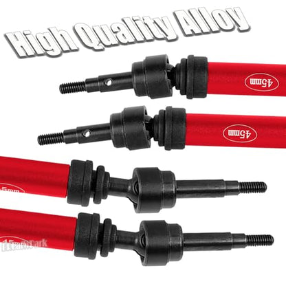 Drive Shaft Axles Upgrades Part for 1/10 4WD Slash/Rustler/Stampede/Jat0 4X4(BL-2s)(VXL),F0rd F15O,RC Front & Rear Steel DriveShaft CVD w/Hex Hops Up,#9051#9052,Red - color: Red - (4pcs Driveshafts)