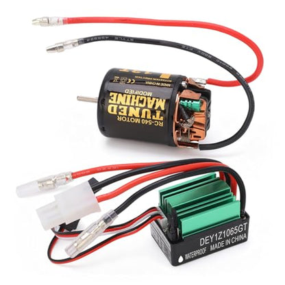 13T Brushed Motor ESC Combo, 540 Brushed Motor with 65A Water Proof Brushed ESC RC Connector Car Accessories for Scx10 90046