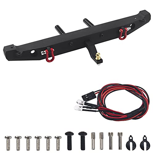 RC Rear Bumper with Lights Shackles Trailer Hitch Compatible with Traxxas TRX-4 Axial SCX10 90046 90047 SCX10 II 1/10 RC Crawler