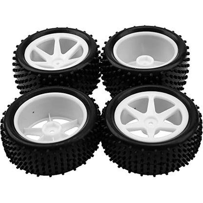 12mm Hex Plastic Wheel Rims & OD 88mm/3.46" Rubber Tire Front Rear Tyre Compatible with Redcat HPI HSP ExceedRC Kyosho Losi 1/10 Scale Off Road Buggy (White) - color: White