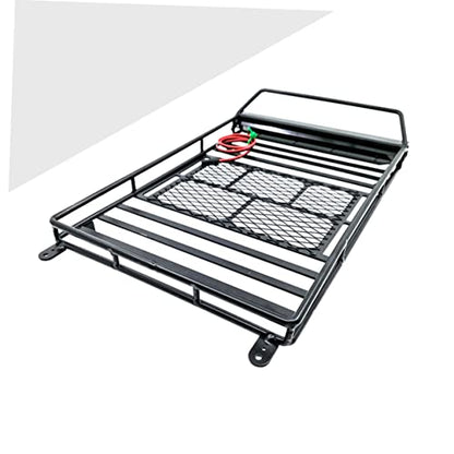 1Pc Car Luggage Carrier Roof Rack Storage Shelf with Light Bar Rc Crawler Accessory for Vehicles for Cargo Transport and Decoration