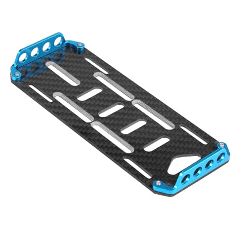 RC Battery Mount Plate, Aluminium Alloy Carbon Fiber Battery Protective Plate 15.5x6.2x1.5cm/6.10x2.44x0.59in Mounting Board for 1/10 Scale RC Car (Blue) - color: Blue
