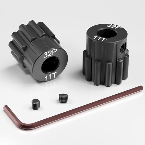 OGRC 2Pcs 32P 11T Pinion Gear for Traxxas Slash 4x4 Rustler Hoss TRX4 | Hardened Steel, 0.8M, 3.175mm Shaft Motor Gears for Traxxas 1/10 RC Car, #6747