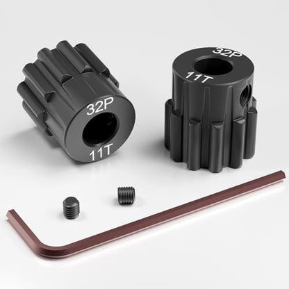 OGRC 2Pcs 32P 11T Pinion Gear for Traxxas Slash 4x4 Rustler Hoss TRX4 | Hardened Steel, 0.8M, 3.175mm Shaft Motor Gears for Traxxas 1/10 RC Car, #6747