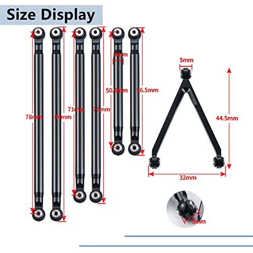 Maleonn RC Aluminum Alloy Suspension Links Rod Link Chassis Linkage for 1/24 RC Crawler Car SCX24 Links Upgrades AXI00005 Accessories - Black - color: Black
