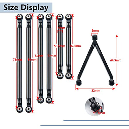 Maleonn RC Aluminum Alloy Suspension Links Rod Link Chassis Linkage for 1/24 RC Crawler Car SCX24 Links Upgrades AXI00005 Accessories - Black - color: Black