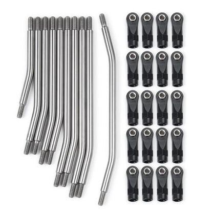 RC Car Models Parts for Axial for Scx10 Ii 90046 1/10 Rc Car 10Pcs 313 324Mm Stainless Steel Link Rod Set Linkage Steering W Nylon Ball End(324mm) - size: 324mm