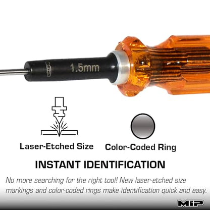 MIP 9207 Metric Hex Screwdriver RC Tools Kit (1.5mm) – Precision Hexagon Screwdriver for RC Cars, Quadcopter, Helicopter, and FPV Racing Drone Models - size: 1.5mm