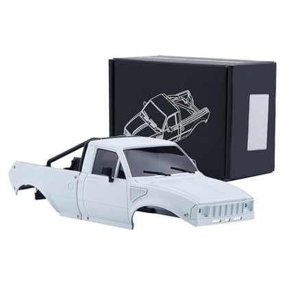 DJX SCX24 Body Shell with Bed Rack for Axial SCX24 C10 Bronco Wrangler Base Camp 1/24 RC Crawler Car (White) - color: White