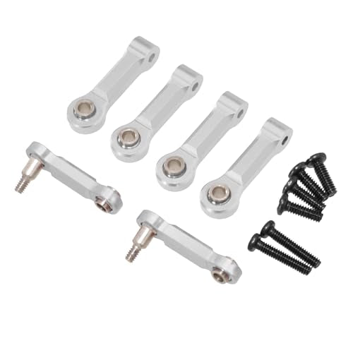 Metal Fixed Upper Swing Arm and Pull Rod Suspension Linkage Aluminum Alloy CNC Upgrade for Wl 284131 284161 284010 K989 K969 K979 K999 P929 P939 1/28 RC Car (6PCS) (Silver) - color: Silver