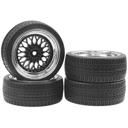 ShareGoo RC 1/10 On Road Tires & Wheel 12mm Hex Plastics Rims Compatible with Tamiya TT01 TT02 Kyosho Sakura D3 Traxxas 4Tec 2.0 1/10 RC On Road Racing & Touring Car (OD 66mm) - color: Od 66mm