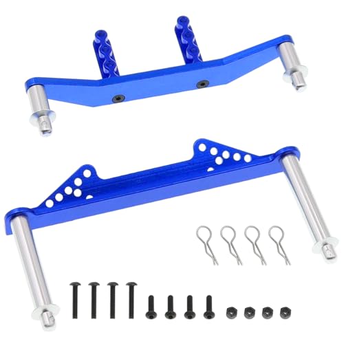 Aluminum Front & Rear Body Mounts with Body Posts for 1/10 Traxxas Slash 2WD, Rustler, Stampede VXL RC 2WD Car, Upgrade Parts, Blue - color: Blue