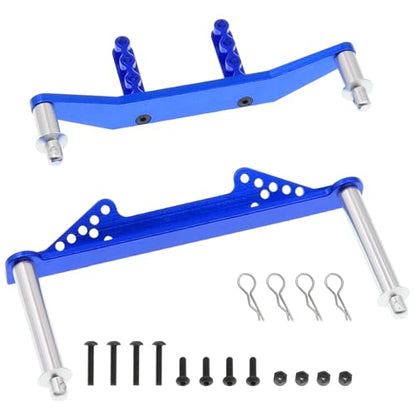Aluminum Front & Rear Body Mounts with Body Posts for 1/10 Traxxas Slash 2WD, Rustler, Stampede VXL RC 2WD Car, Upgrade Parts, Blue - color: Blue