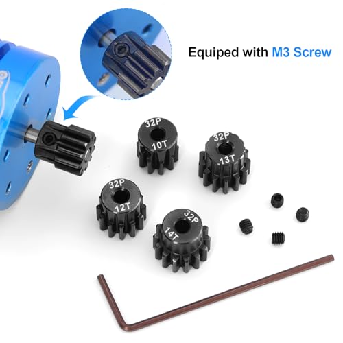 OGRC 3.175mm 32P Pinion Gears 10T 11T 12T 13T 14T for Traxxas 1/10 RC Car | Steel Hardened, 0.8M, Fits 550, 540, 3650 Series Motors, for Arrma HSP HPI AXIAL Tamiya Losi RC Car