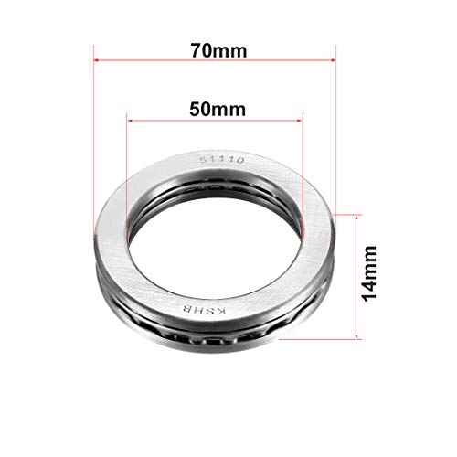 uxcell 51110 Thrust Ball Bearings 50mm x 70mm x 14mm Chrome Steel ABEC3 Single Row Roller 2pcs - size: 50mmx70mmx14mm