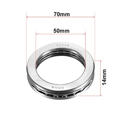 uxcell 51110 Thrust Ball Bearings 50mm x 70mm x 14mm Chrome Steel ABEC3 Single Row Roller 2pcs - size: 50mmx70mmx14mm