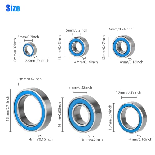 21PCS RC Bearing Kit, Steel Sealed Ball Bearings for 1/10 Traxxas Slash Stampede 4x4 4WD VXL RC Crawler