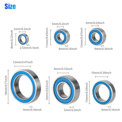 21PCS RC Bearing Kit, Steel Sealed Ball Bearings for 1/10 Traxxas Slash Stampede 4x4 4WD VXL RC Crawler